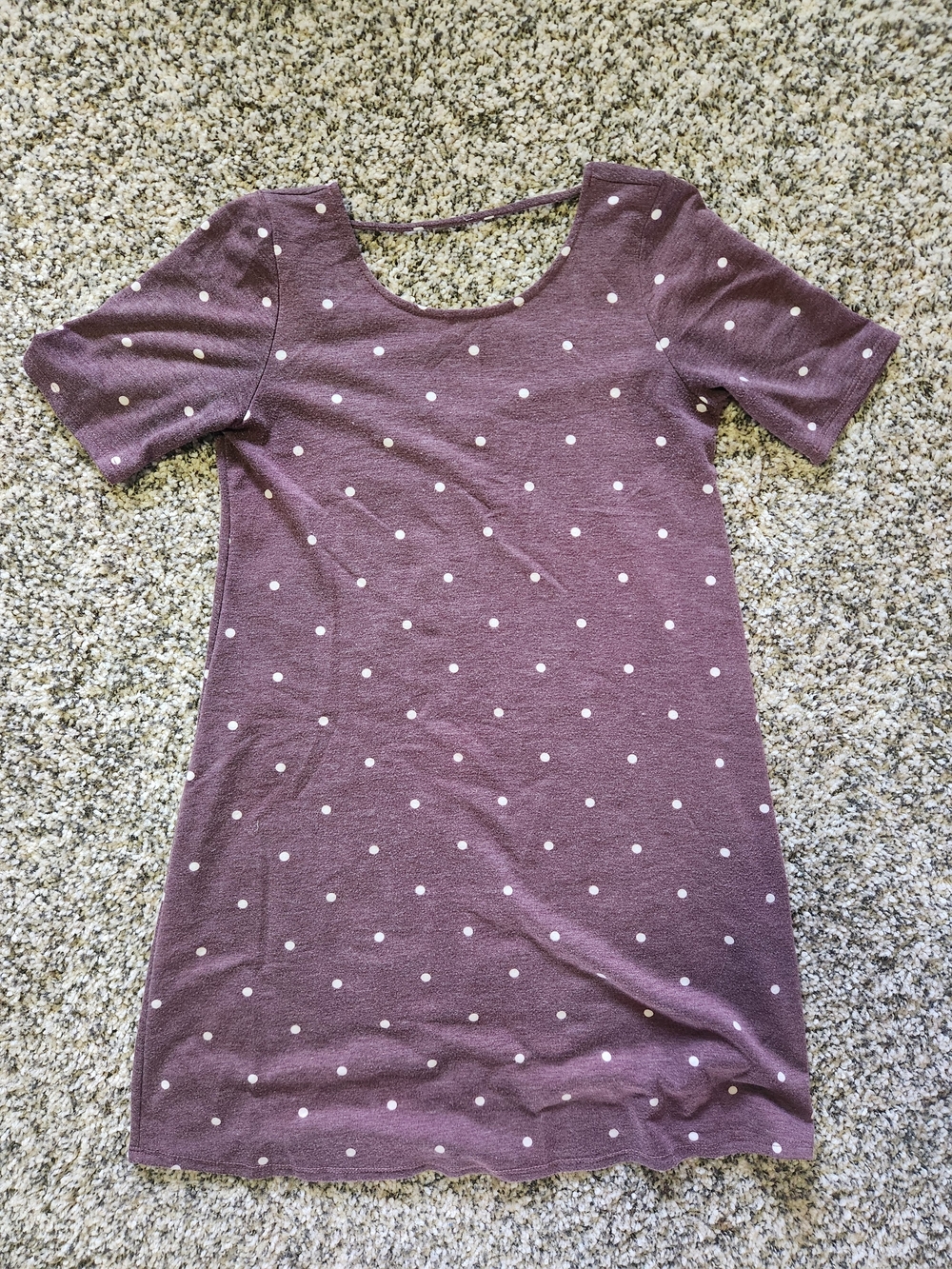 Gilli Mauve Polka Dot Short Sleeve Scoop Neck Dress